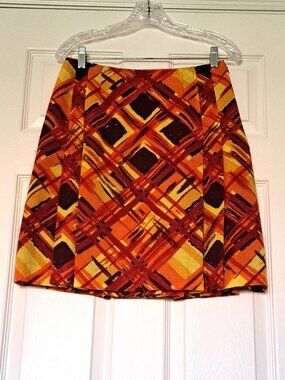 VTG Philosophy di Alberta Ferretti Wool Blend Pleated Skirt Abstract Print Sz 6